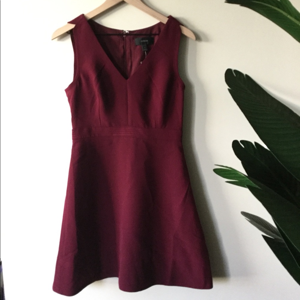 J. Crew Burgundy Fit n Flare Dress